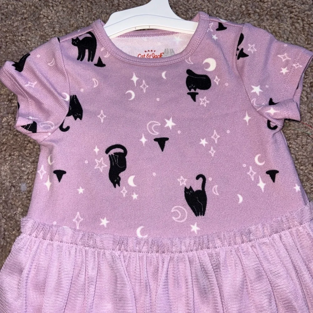 Cat & Jack Purple Dress with Black Cat Print